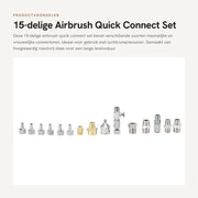 Adattatore per pennello ad aria 15-delig - Connettore di rapida accoppiatura - Connettori 1/8 pollici/1/4 pollici - Acciaio inossidabile - Facile da installare - Per compressore di aria - Connettori per compressore di aria