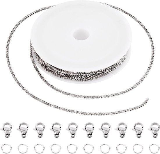 Estensione di catena a maglie incrociate senza nodo catena a maglie incrociate non allentabile con chiusura a grappolo e anelli a spirale per DIY bracciali catena gioielli fai da te