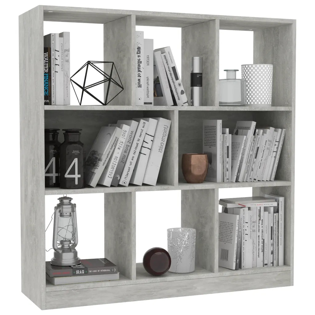 Libreria-Scaffale per Libri-Mobile di Stoccaggio Grigio Cemento 97,5x29,5x100 cm in Legno Multistrato