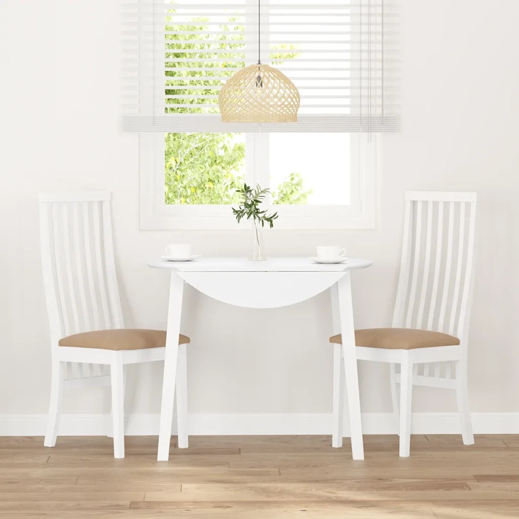 Sedie da Pranzo con Cuscini 2 pz Bianco Legno Massello di Hevea 4102460