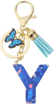 Sostegno per Chiavi con Lettere Farfalle - Sostegno per Chiavi per Ragazze - Sostegno per Chiavi con Iniziali - Sostegno per Chiavi con Pennello - Materiale Resine Sostenibile - 9,3 cm di Lunghezza