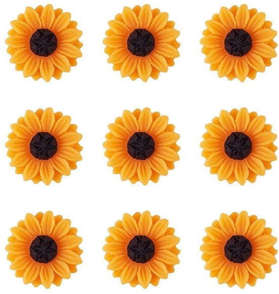 Cabochoni 50 pezzi - Hars Zonnebloem Donker Arancione 15mm - Flatback Decorativo - Accessori per Collane - Sicuro e Leggero - Adatto per Decorazione di Album e Accessori per Fiori