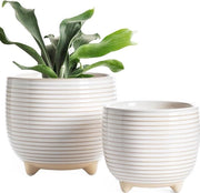 Set di vasi ceramici bianchi moderni - insieme di 2 vasi da piede 12cm e 16cm - per piante da interni con drenaggio - smalto reattivo