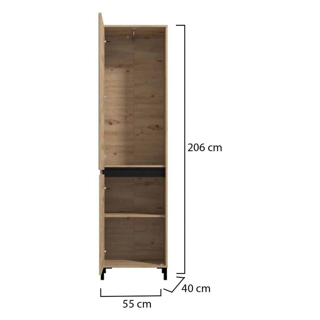 Armadio Camera da Letto Monta, Guardaroba 2 Ante Appendiabiti, 54.5x205.5h cm Marrone Rovere Nodi