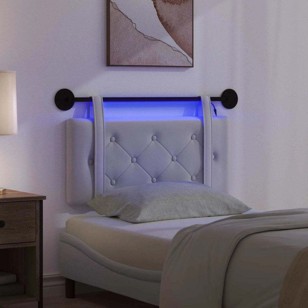 Testiera sospesa Con luce LED Bianco Similpelle