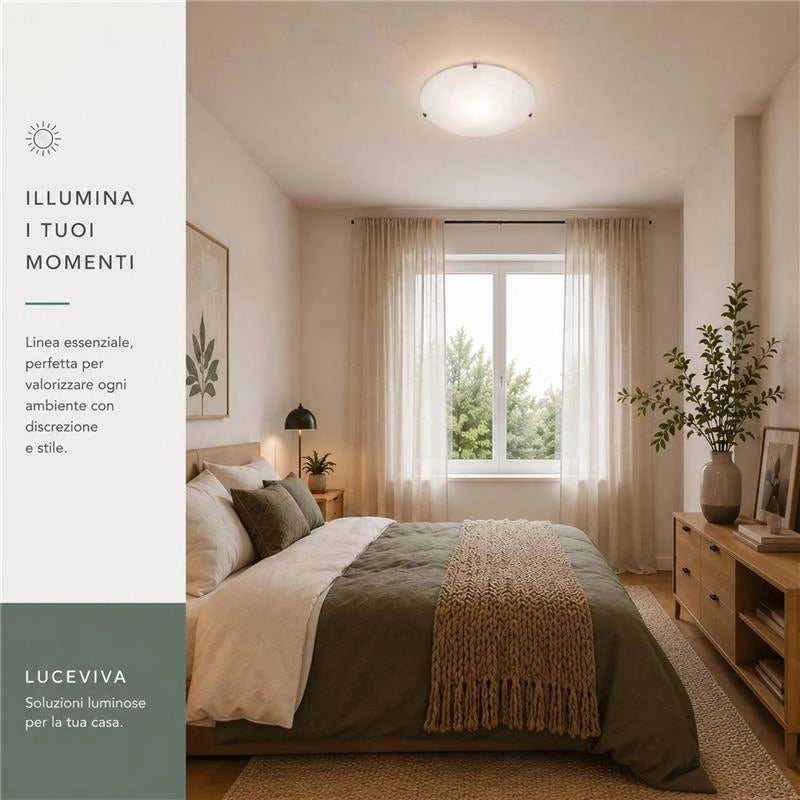 PLAFONIERA GISELLA 1XE27 GANCI CROMO VETRO LASTRA BIANCO DECORATO SPIRALE Ø30-P.10 CM