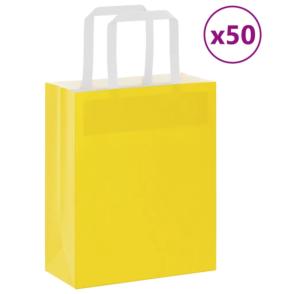 Sacchetti di Carta 50 pz con Manici Gialli 18x8x22 cm