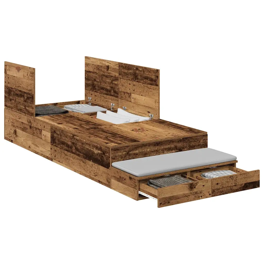 Struttura letto con contenitore Legno vecchio 75 cm 3335683