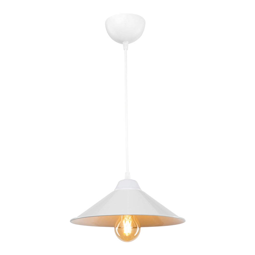 Lampada a Sospensione 'Hereford' con Paralume a Cono - Bianco [lux.pro]