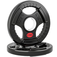 Set Dischi Pesi Palestra 2x2.5kg Foro 5 cm Impugnature Ergonomiche Acciaio Rivestito Nero