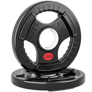 Set Dischi Pesi Palestra 2x2.5kg Foro 5 cm Impugnature Ergonomiche Acciaio Rivestito Nero