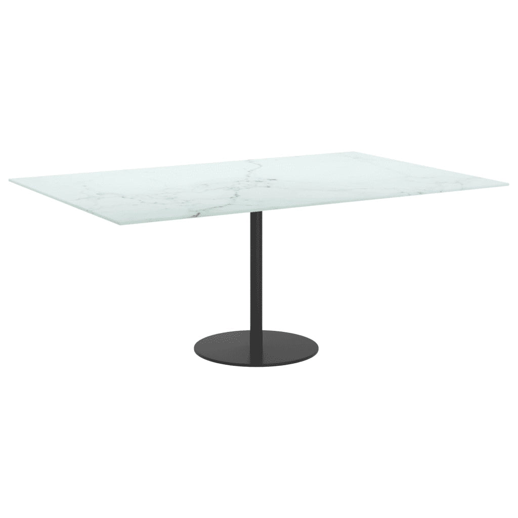 Piano per Tavolo Bianco 100x62cm 8mm in Vetro Aspetto Marmo  cod mxl 74729