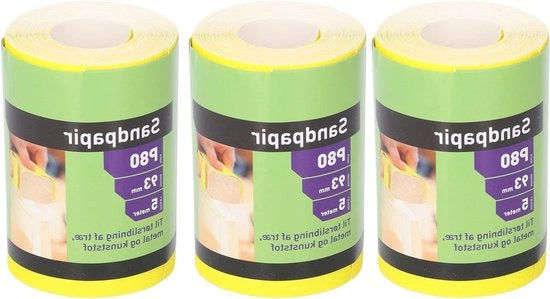 3 Pacchi di Carta abrasiva ceramica Alumina Oxide 80 Grit per lavorazione del legno in continuo con carta abrasiva gialla per longboard