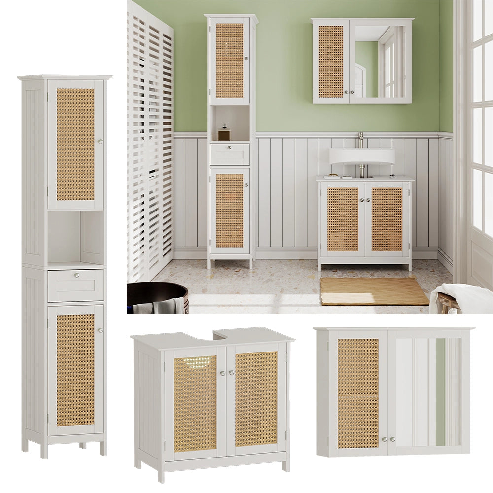 Vicco Set di mobili da bagno Bianco 3 pezzi, con colonna
