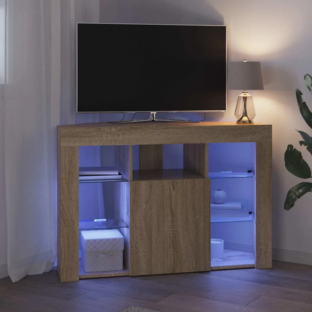 Mobile TV LED Angolare Rovere Sonoma 100x40x68cm