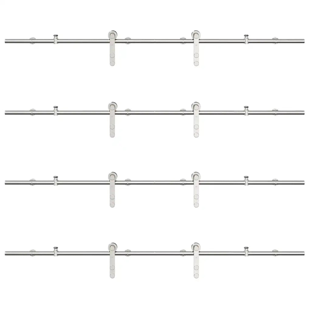 Kit Binari Porta Scorrevole 366 cm Acciaio Inossidabile Argento