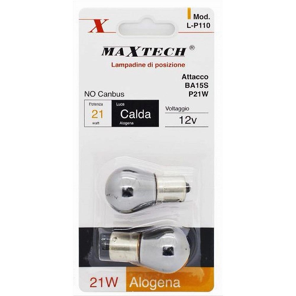 Trade Shop - Lampadine Di Posizione Auto Ba15s P21 W 12 V Luce Calda Alogena No Canbus L-p110 -