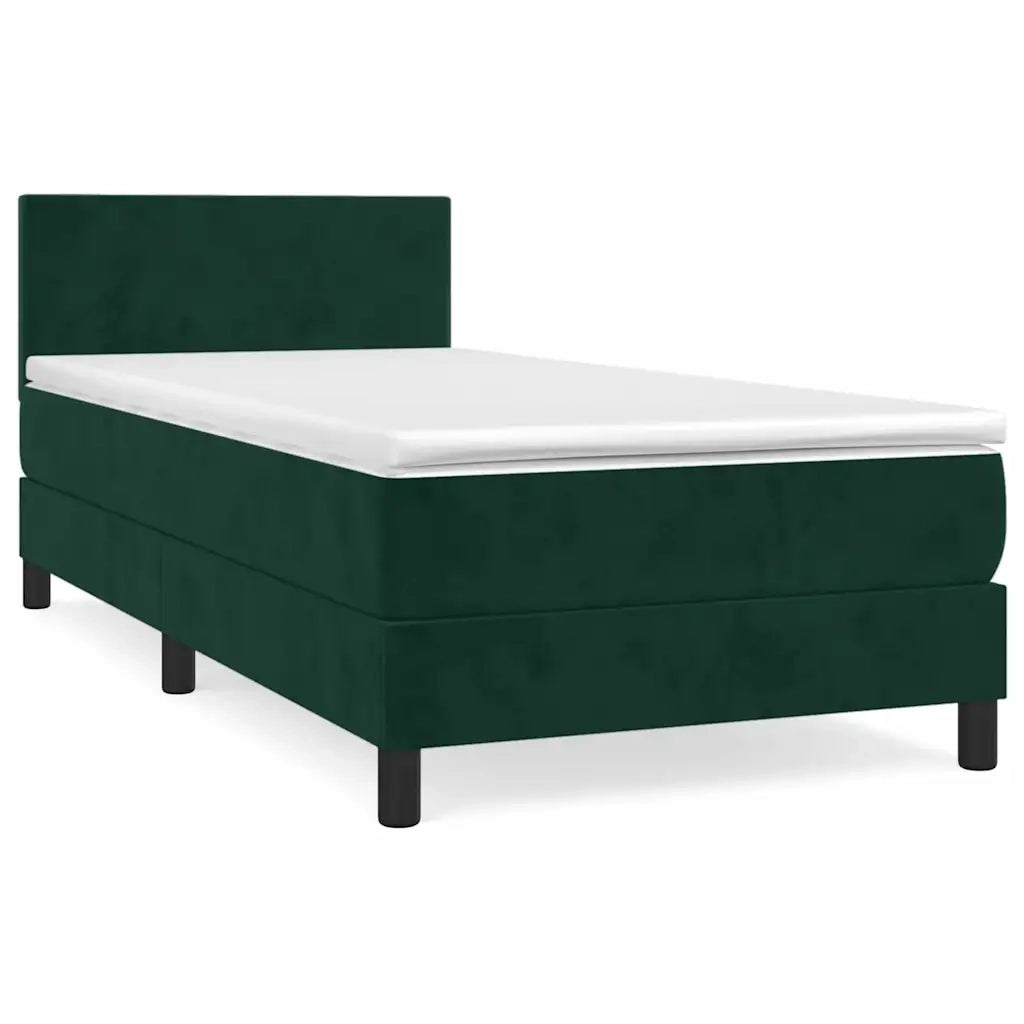 Giroletto a Molle con Materasso Verde Scuro 90x200 cm Velluto cod mxl 61480
