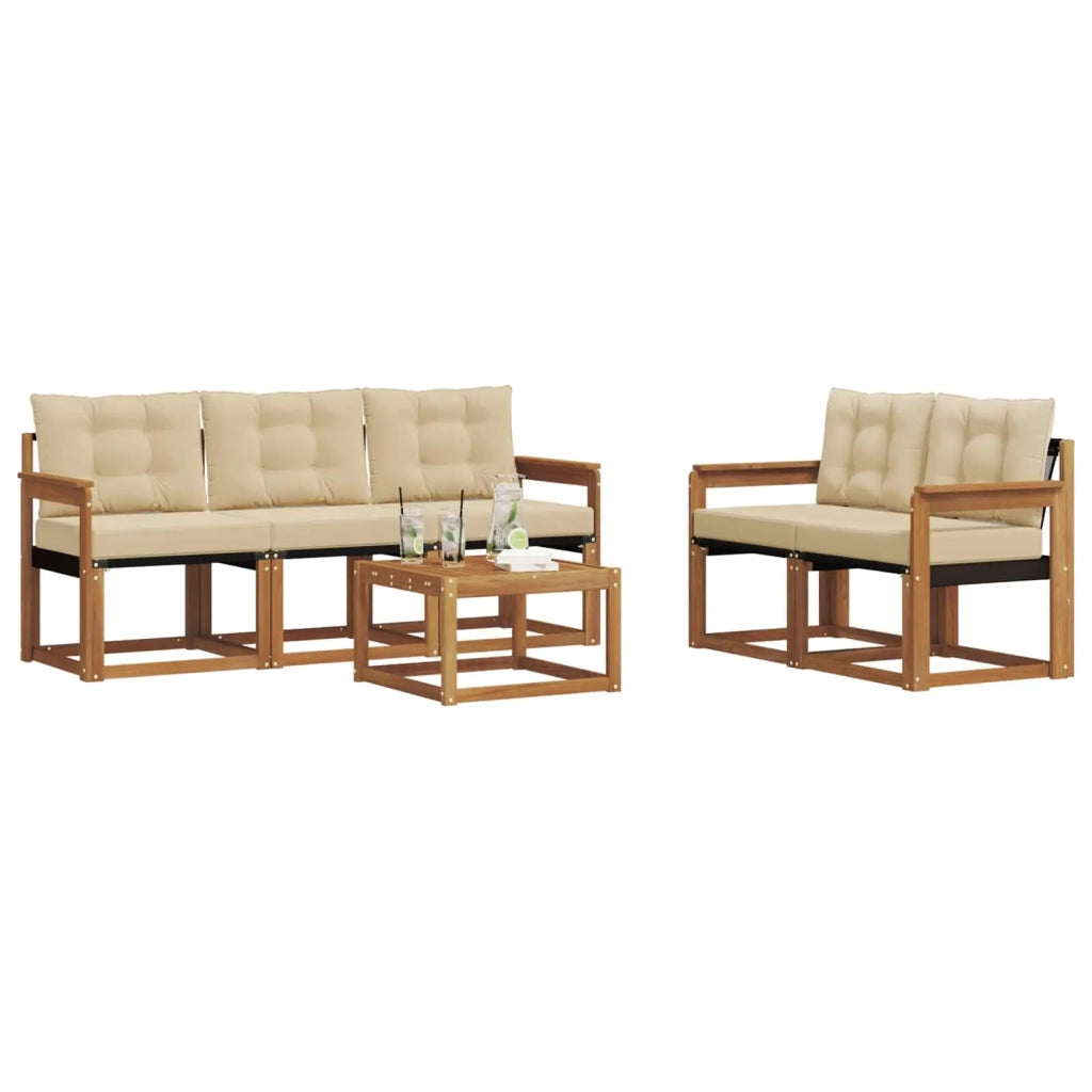 Set di divani da esterno con cuscino 6 pcs Naturale e Beige 3368396
