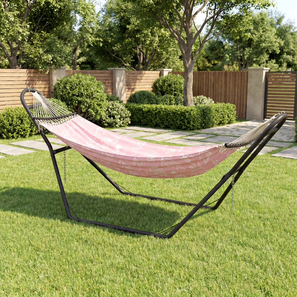 Supporto per Amaca 278x97x112 cm Regolabile e Antiscivolo con Ganci a S in Acciaio Nero