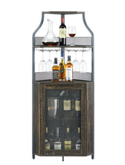 Mobile Bar Angolare Portabottiglie Marrone Bruciato in Metallo e MDF, 154cm