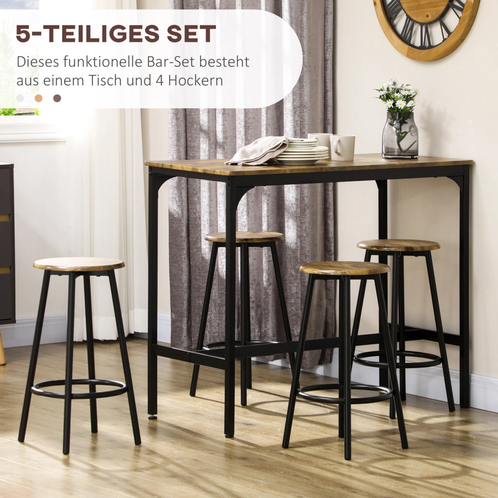 TAVOLO BAR Set da 5 pezzi 110x50x89,5 cm MDF Marrone