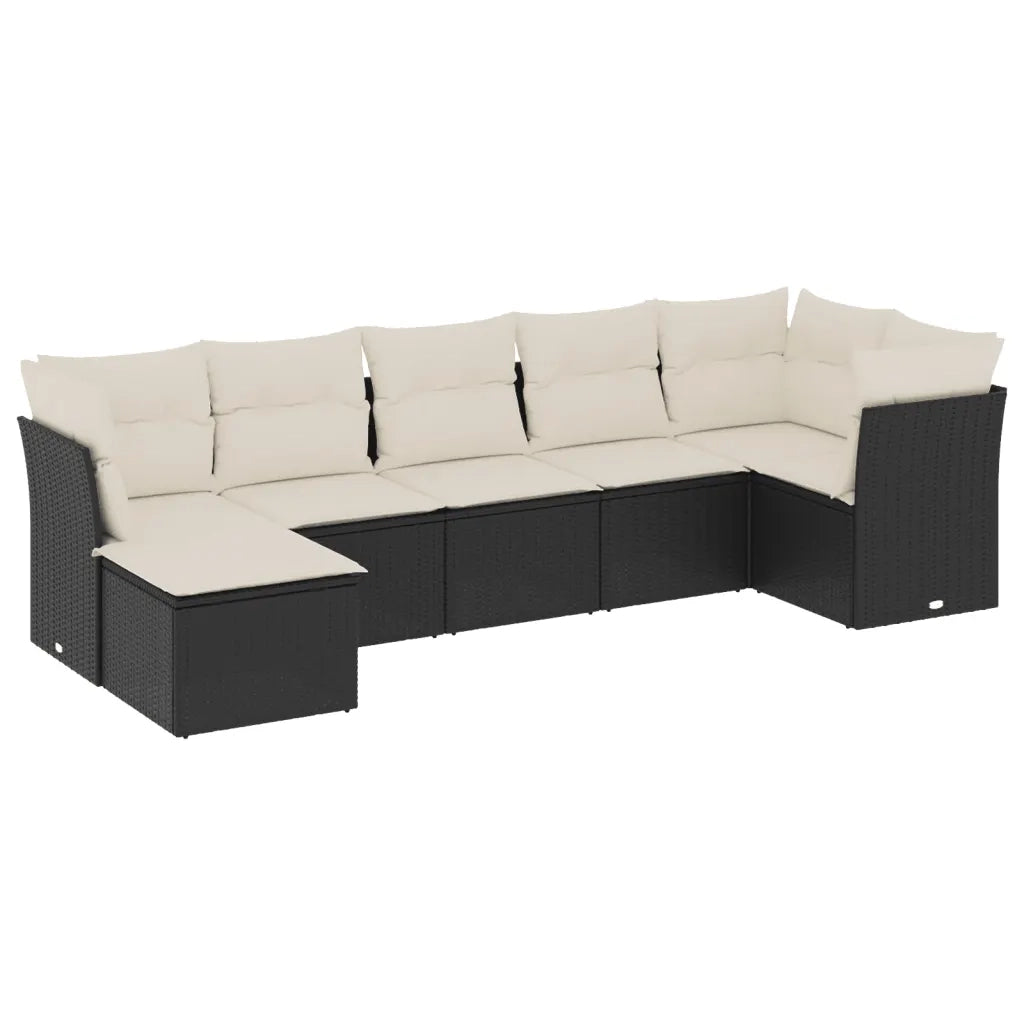 Set Divani da Giardino con Cuscini 7pz Nero Polyrattan 3249805