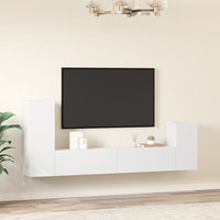 Set di Mobili Porta TV 4 pz Bianco in Legno Multistrato cod mxl 7032
