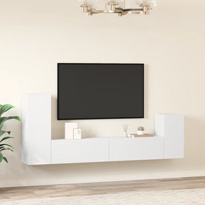 Set di Mobili Porta TV 4 pz Bianco in Legno Multistrato cod mxl 7032