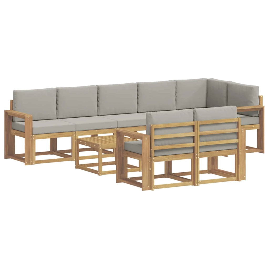 Set di divani da esterno 9 pcs Bianco e Grigio Chiaro 3387845