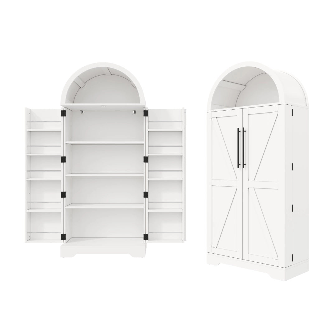 Vetrina 70x40x165 cm con ripiani e vani aperti in MDF bianco