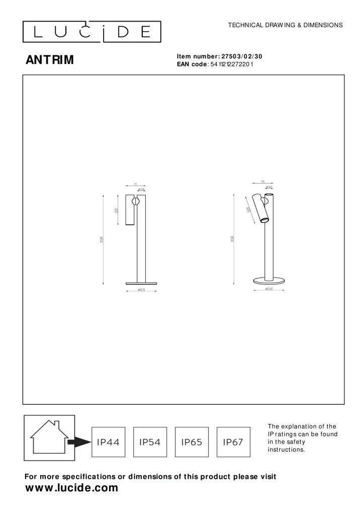 Lampada da tavolo esterna LED 2,2W a batteria IP54 Lucide