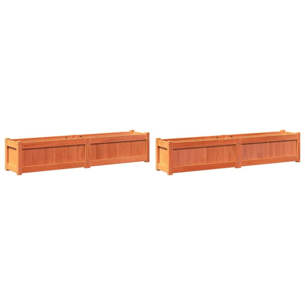 Fioriera aiuola rialzata fioriera aiuola giardino terrazza set da 2 cerata legno massello di pino marrone 02_0039061