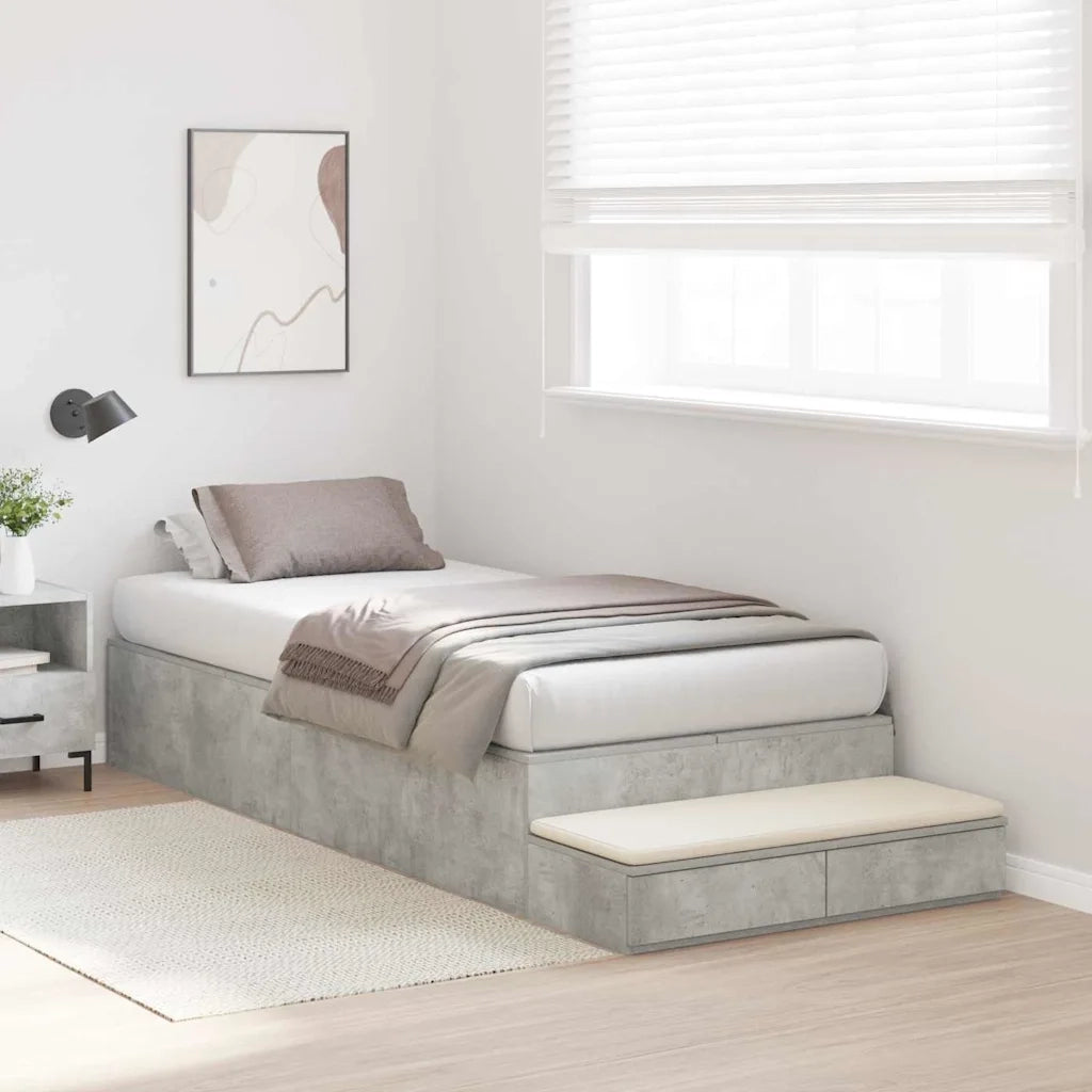 Struttura letto con contenitore con porta Grigio cemento 90 cm 3335608