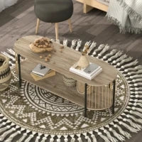 Mobile TV Stile Bohemien fino a 55 Pollici con Design in Corda di Carta e 2 Ripiani Aperti 124x43,5x41 cm Naturale