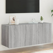 Mobile TV a Parete con Luci LED-Mobile TV a Muro Grigio Sonoma 100x35x41 cm