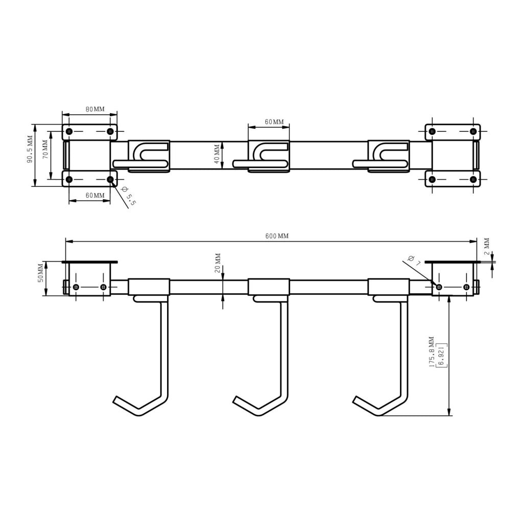 Bringer - Rastrelliera fermabici da muro 6 posti portabici verticale in acciaio zincato con ganci rivestiti in PVC. Bike Rack modulare regolabile compatibile con tutti i modelli di bicicletta.