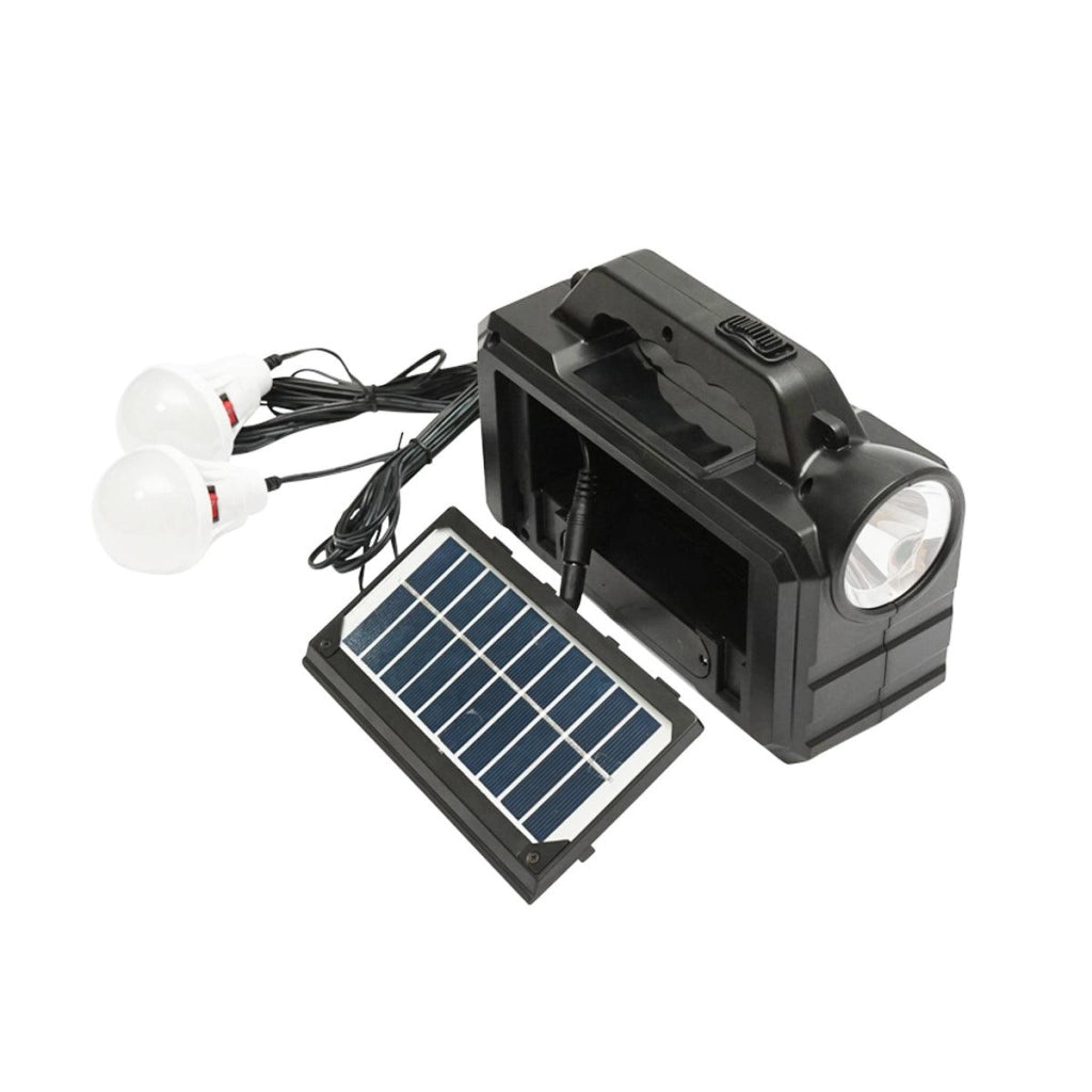 Kit illuminazione portatile a LED con 2 lampadine/proiettore, pannello solare e batteria da 4000 mAh per la pesca in campeggio GD-8077