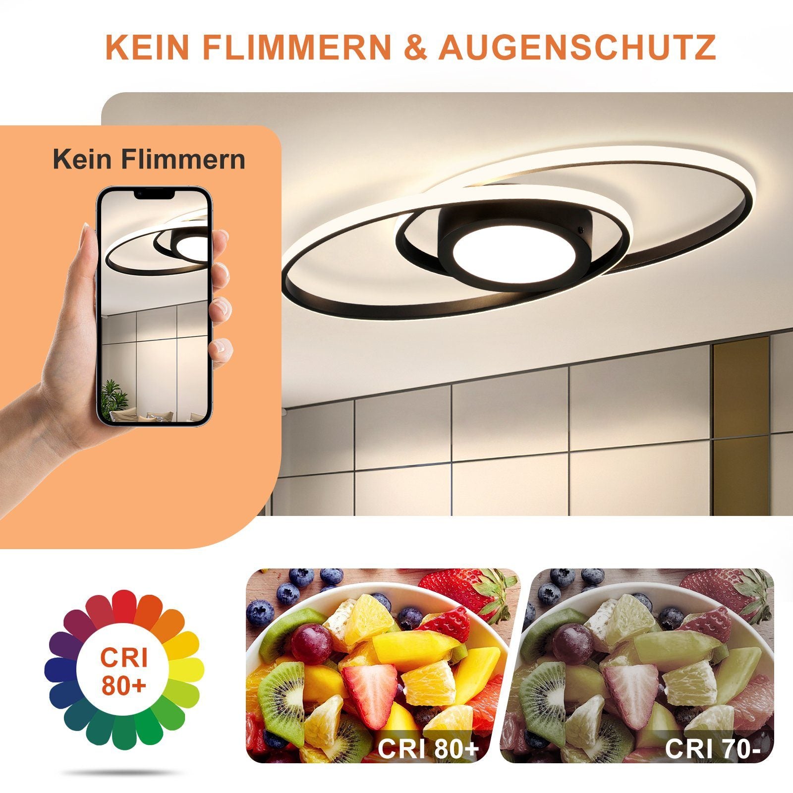 ZMH Lampada da soffitto plafoniera LED moderna dimmerabile 48W telecomando per corridoio