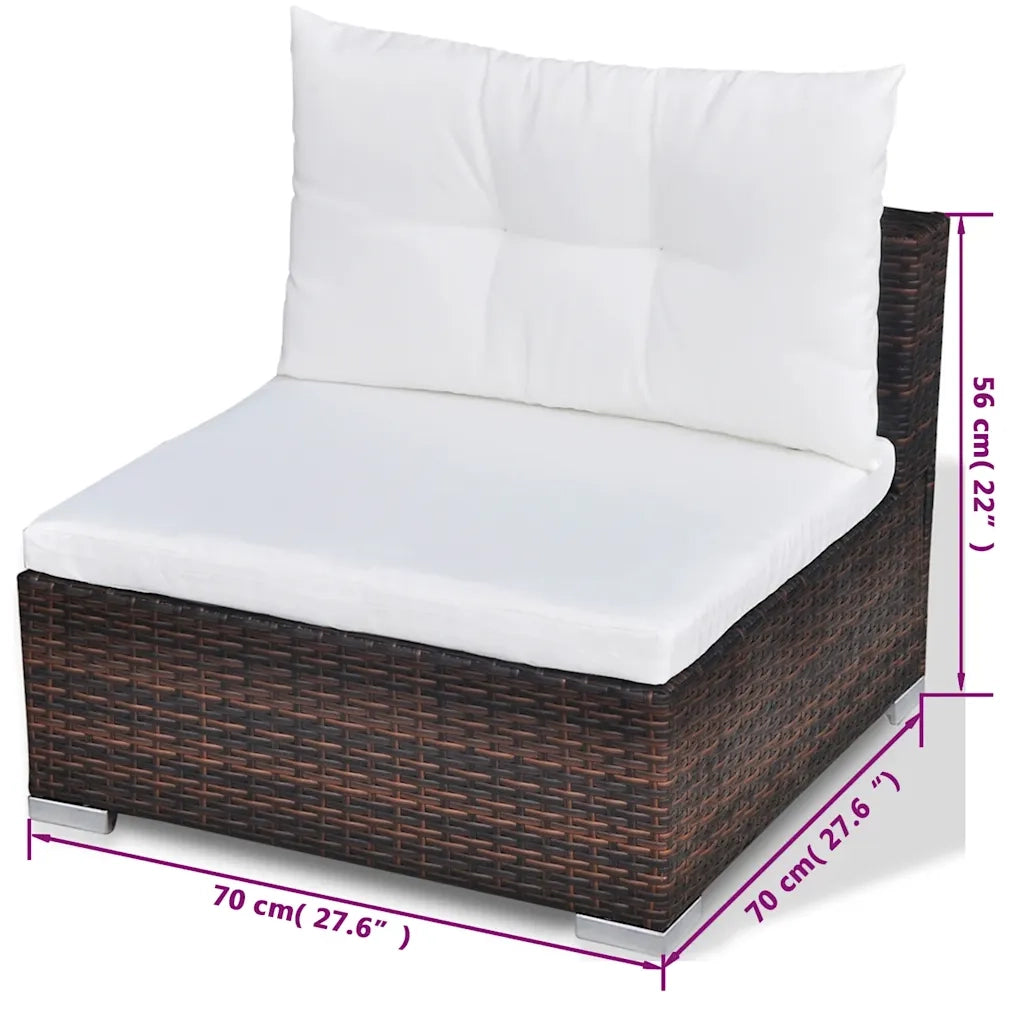 Set Divani da Giardino 10 pz con Cuscini in Polyrattan Marrone cod mxl 39740