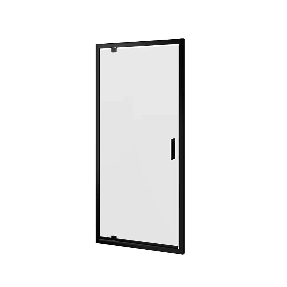 Porta doccia 100 cm apertura a battente profili neri opachi vetro trasparente | Apulia