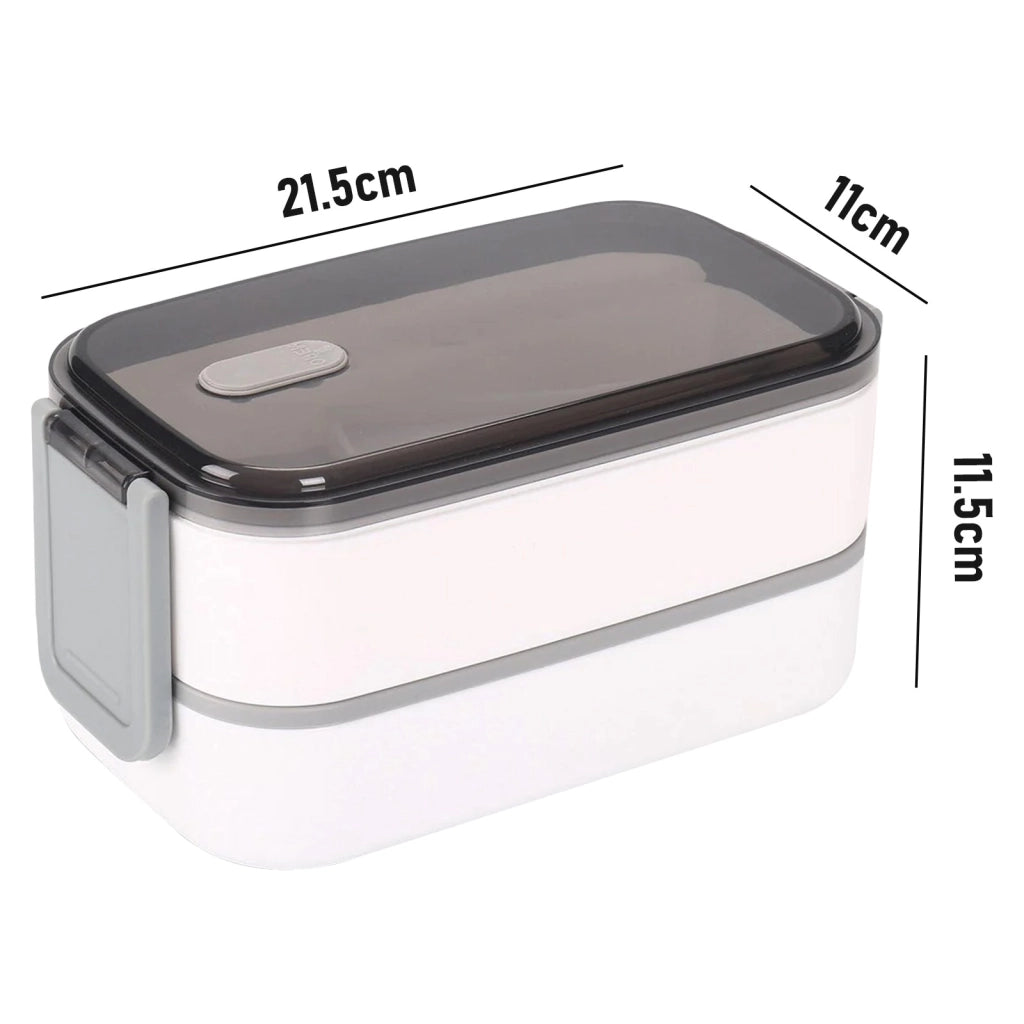 Contenitore per alimenti a doppio scomparto a 2 livelli con coperchio ermetico Bianco / Grigio Cheffinger