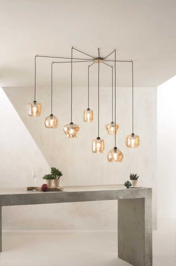 SOSPENSIONE VERVE-2 1 LUCE AMBRA ATTACCO E14 SENZA BASE D' ATTACCO D.20CM H.19CM