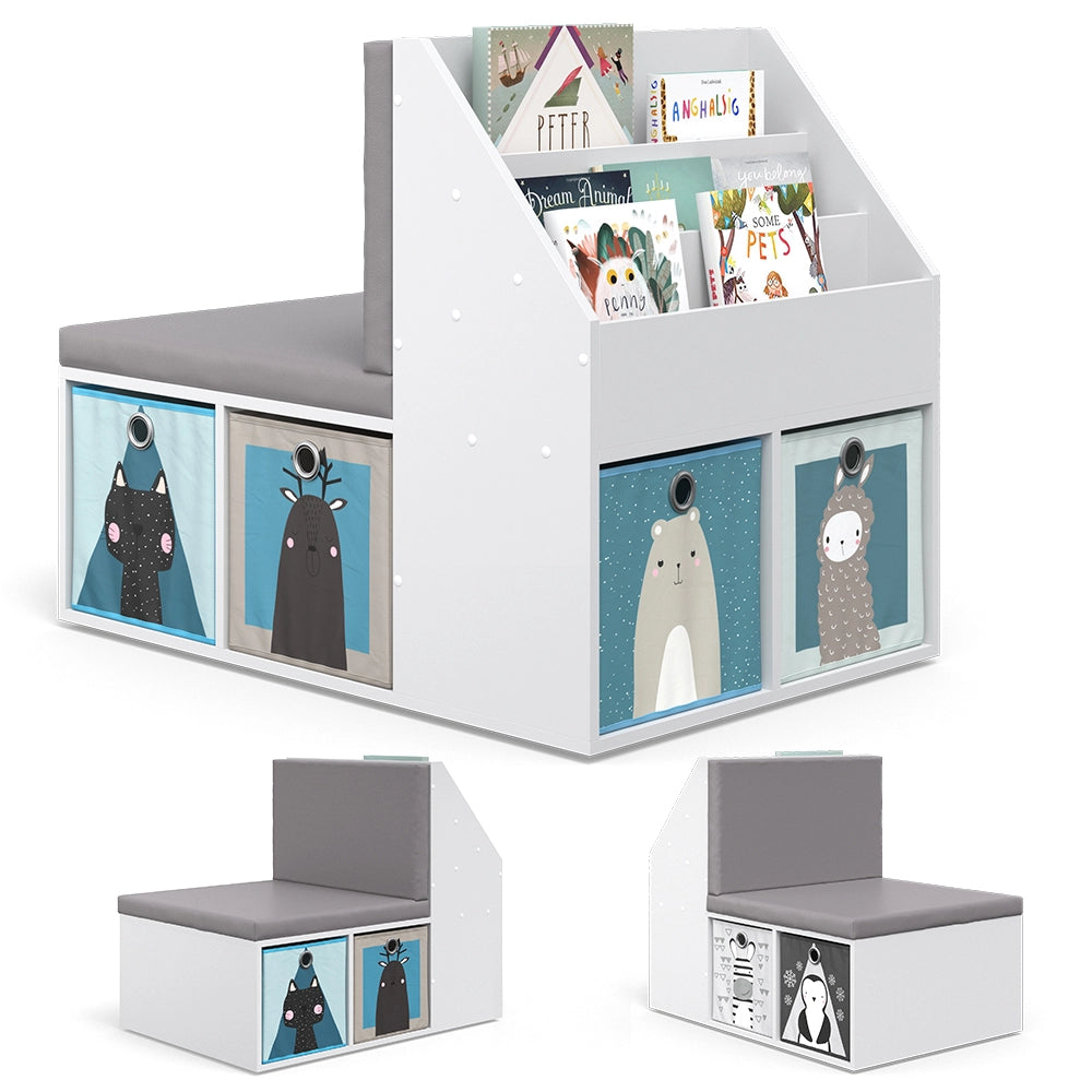 Vicco Libreria bambini Grigio 97.1 x 78.4 cm con 6 scatole pieghevoli grigio
