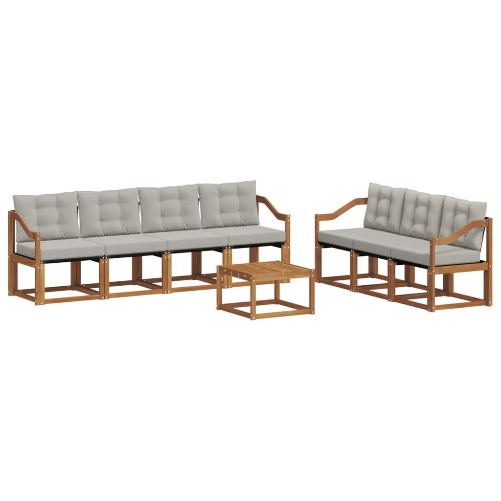 Set di divani da esterno 8 pcs Grigio Naturale e Chiaro