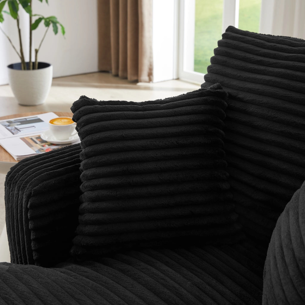 Chaise longue in corduroy nera, poltrona relax e divano letto salvaspazio per soggiorno e ufficio