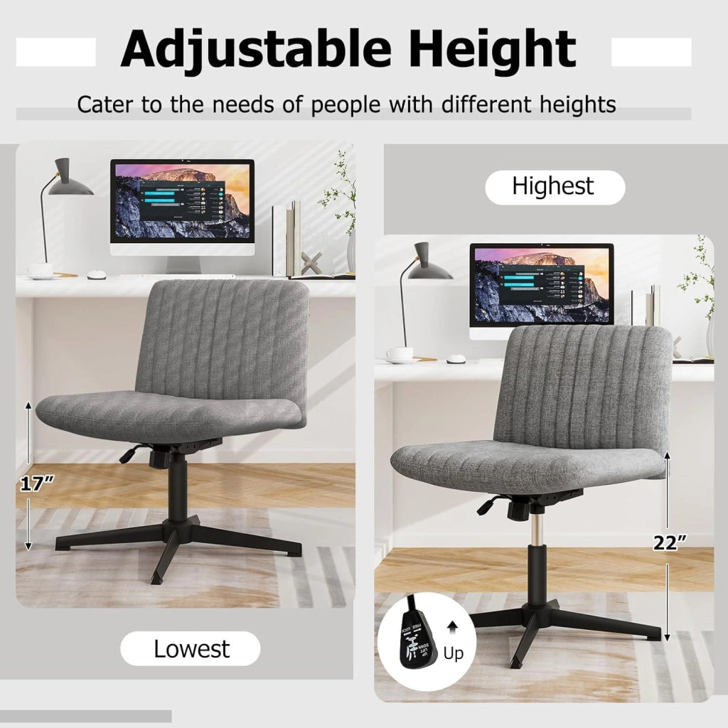 Sedia Ufficio Senza Braccioli, Sedia Ufficio Girevole a 360°, con Ampia Seduta e Oscillazione di 120°, Regolabile in Altezza, per Casa e Ufficio, 71 x 66 cm, 3 Colori