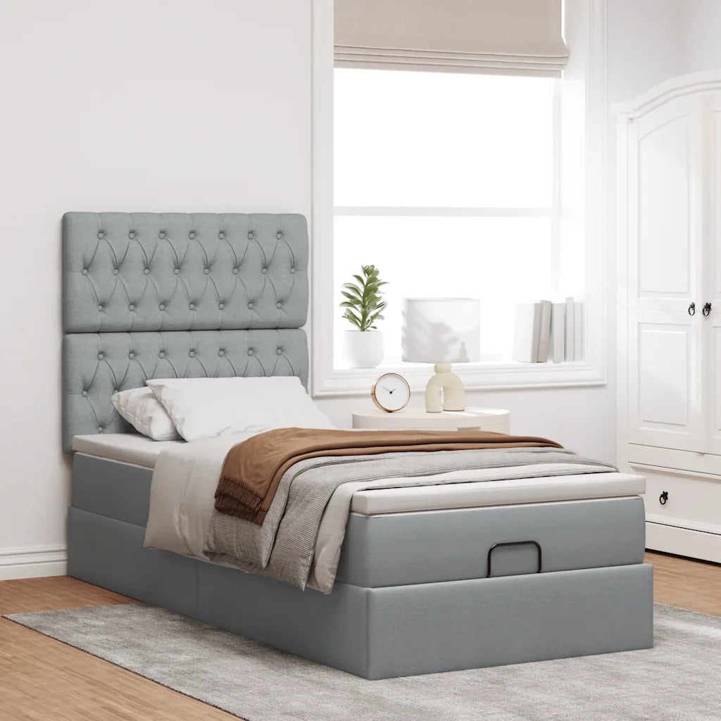 Struttura Letto Pouf con Materasso 90x190 cm in Tessuto 3313202