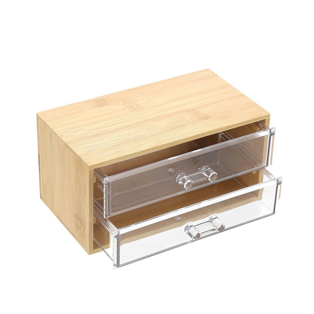Trade Shop - Porta Gioielli Cosmetici Con 2 Cassetti Organizzatore Casa In Legno 19x11.7x9.6 Cm 10829 -