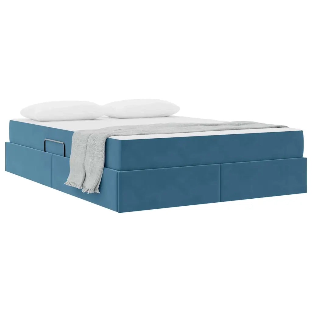 Letto con contenitore e materasso Blu Scuro 140 x 200 cm